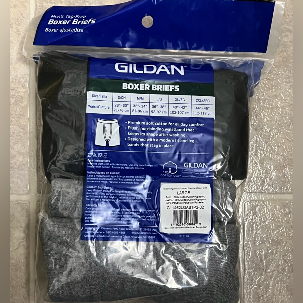 New Gildan Men’s Covered Waistband, Tagless Boxer Briefs 2 per pk.🔥3 pks/$18 - Picture 5 of 5